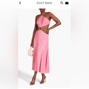 CULT GAIA Nadeesha embellished cutout woven midi Pink M
